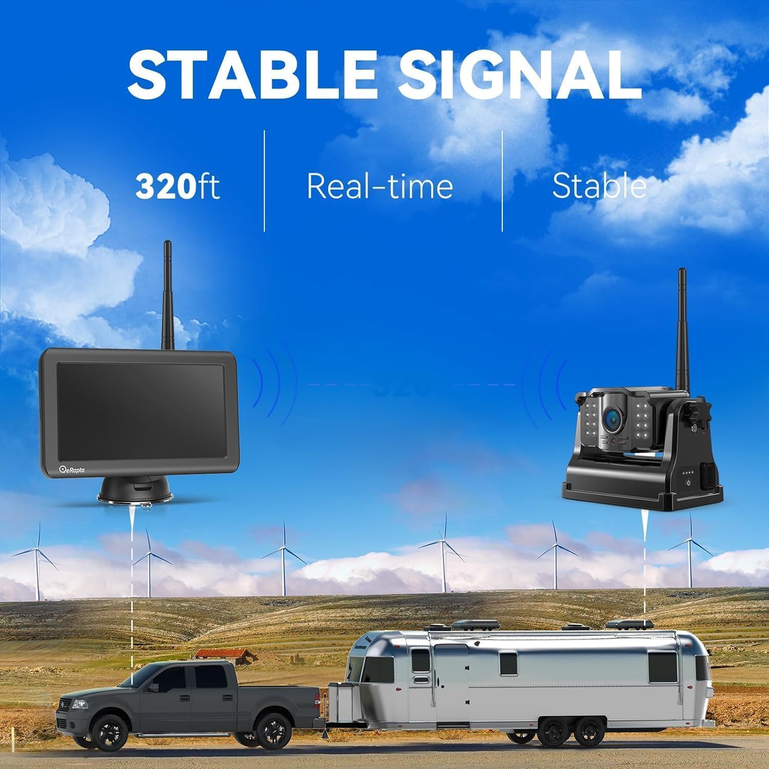 Thumbnail 5 de eRapta 2 Magnetic Wireless Reversing Camera Kit with 7” IPS Monitor (1080P, rechargeable 9600mAh)