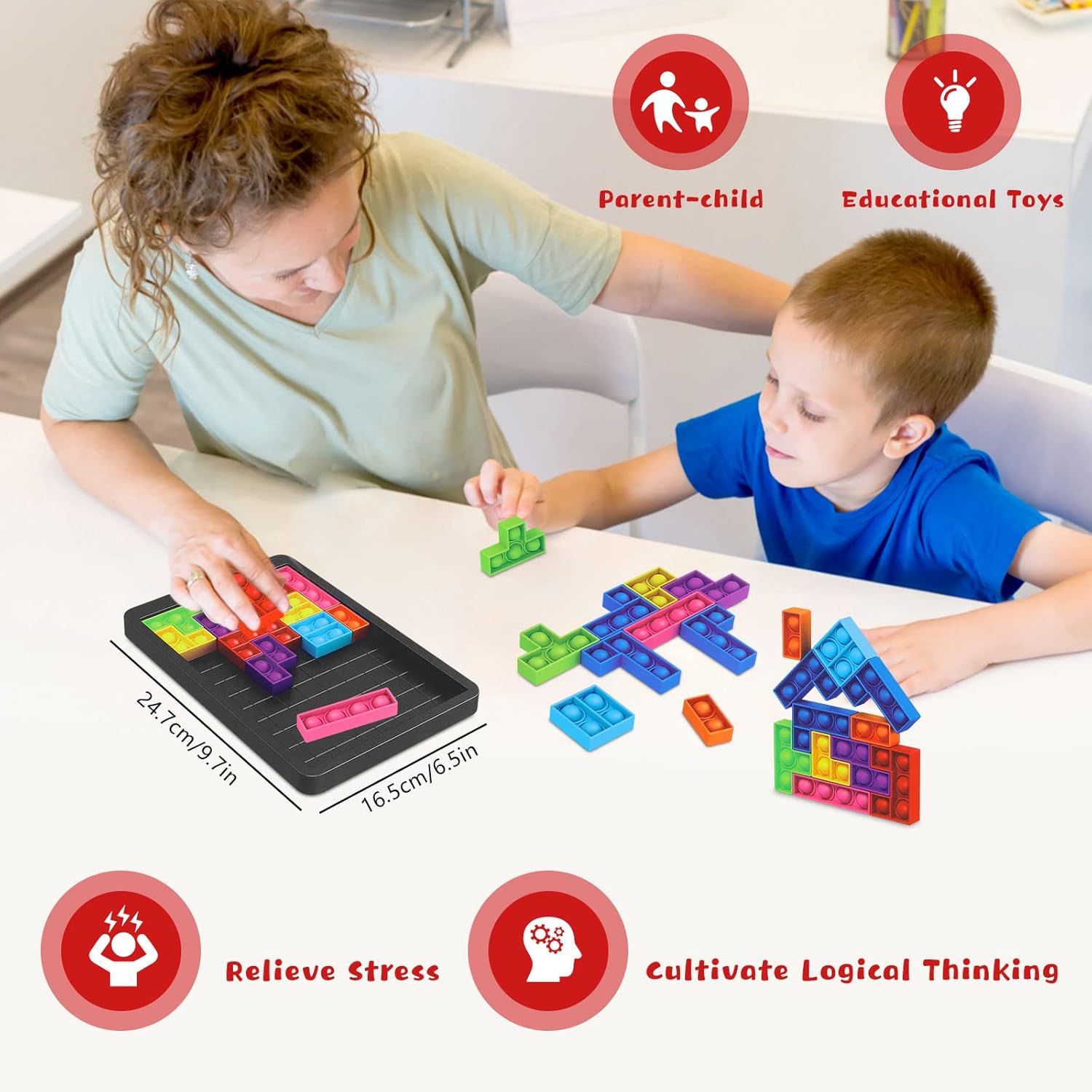 Thumbnail 5 de Silicone Sensory Fidget Toys Pop It Puzzle (Anti-stress & Relax) for Kids & Adults