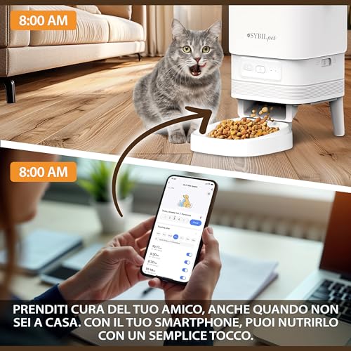 Thumbnail 6 de SYBILPET Distributore Automatico Cibo per Gatti e Cani di Taglia Piccola – 4L, App e Messaggio Vocale