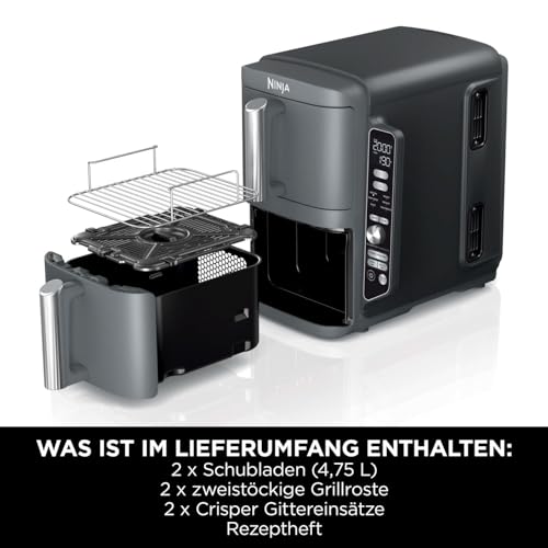 Detalle 2 de Ninja Double Stack XL Heißluftfritteuse – 9,5 L, 4 Ebenen, Grau