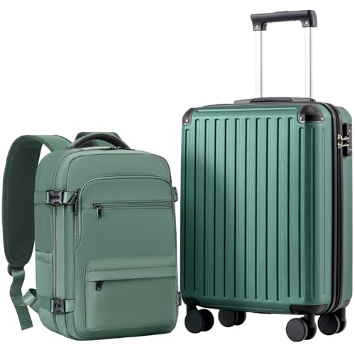 Detalle de COOLIFE set de cabina Ryanair y EasyJet (2 piezas): maleta rígida 55 x 40 x 20 cm con candado TSA y mochila de negocios