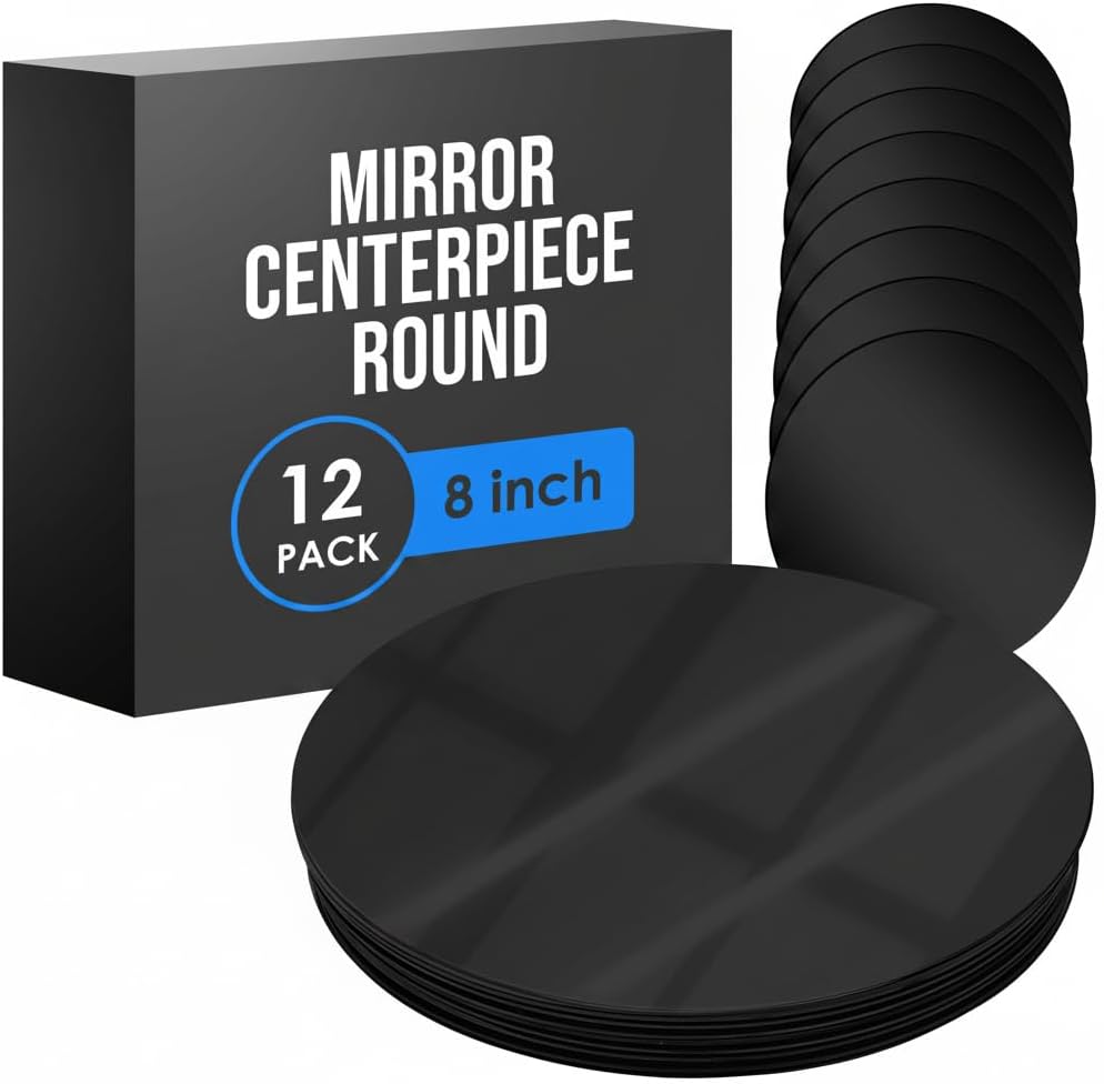 Detalle de Houseables Round Mirror Centerpiece Trays, 8-Inch