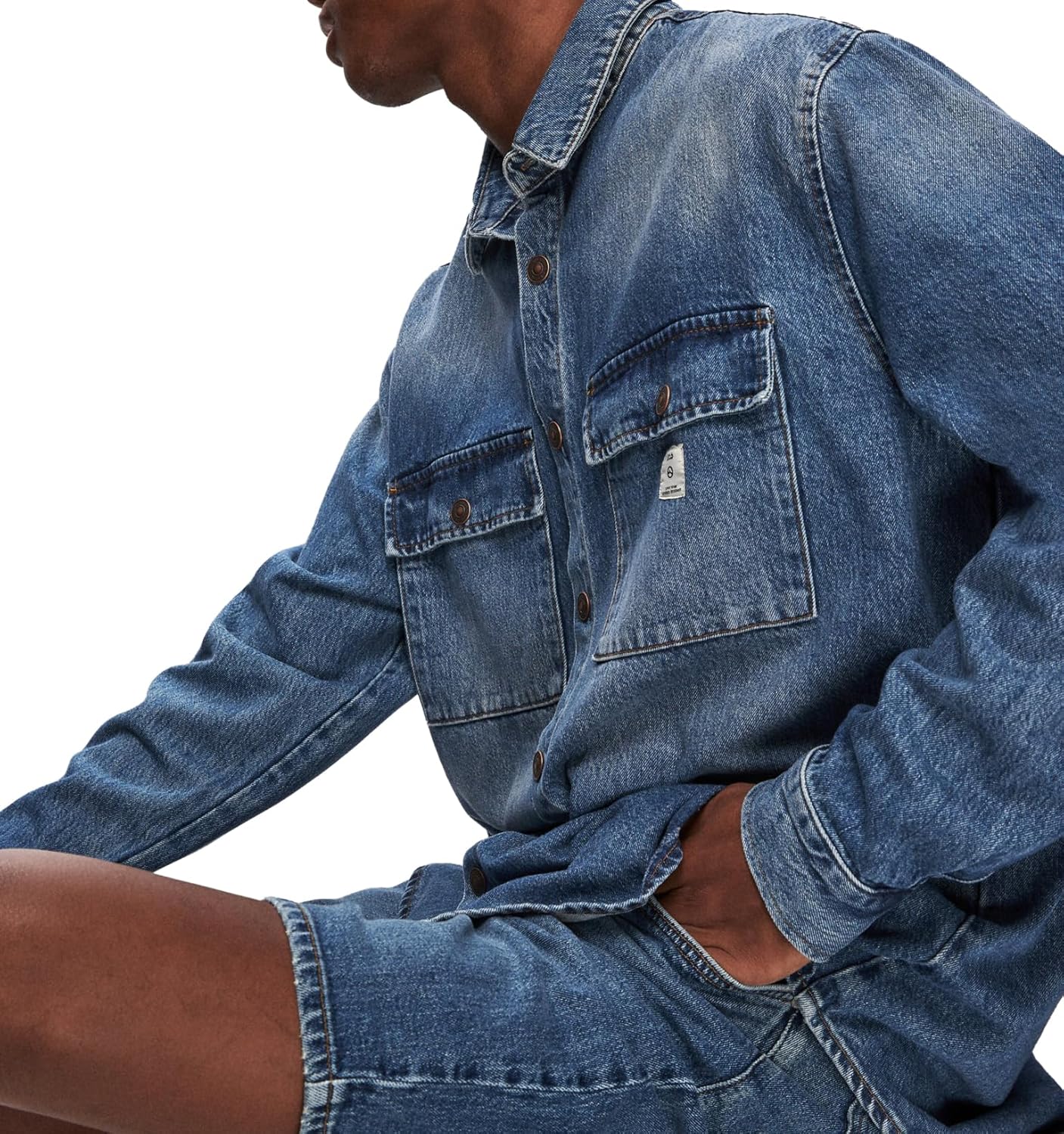 Detalle de LTB Steven – Chemise homme en denim durable, col boutonné, coupe droite
