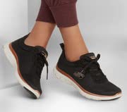 Detalle de Skechers Flex Appeal 4.0 Brilliant View Regular para mujer (Black Mesh con detalles Rose Gold) talla 38.5