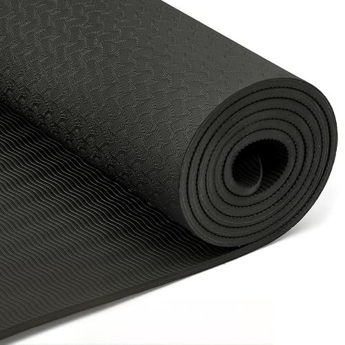 Detalle de Amazon Basics tappetino fitness e yoga con tracolla in TPE spesso 0,6 cm, nero