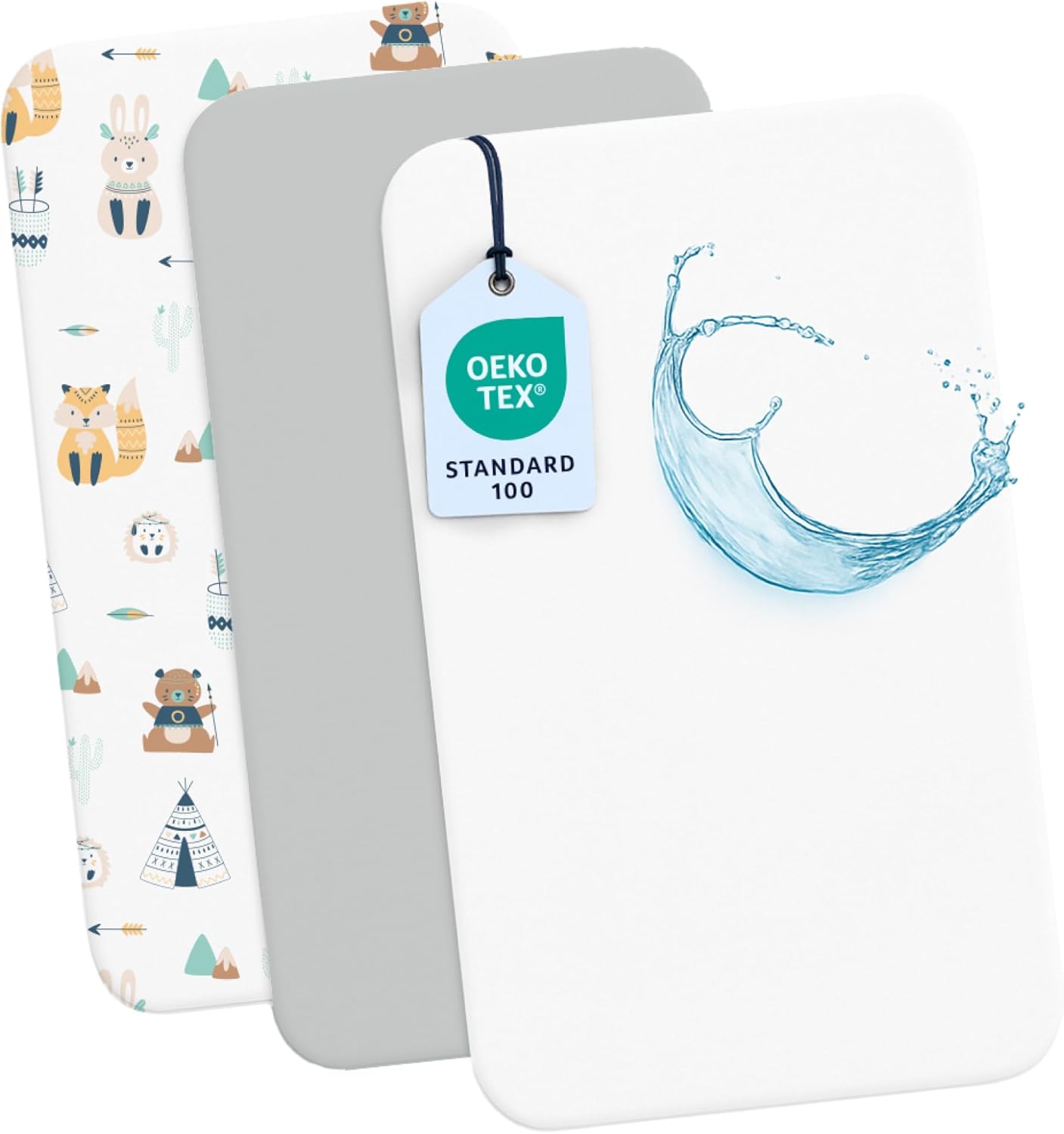 Dreamzie 2 Lenzuola culla neonato + 1 coprimaterasso impermeabile 50x83 cm Fox