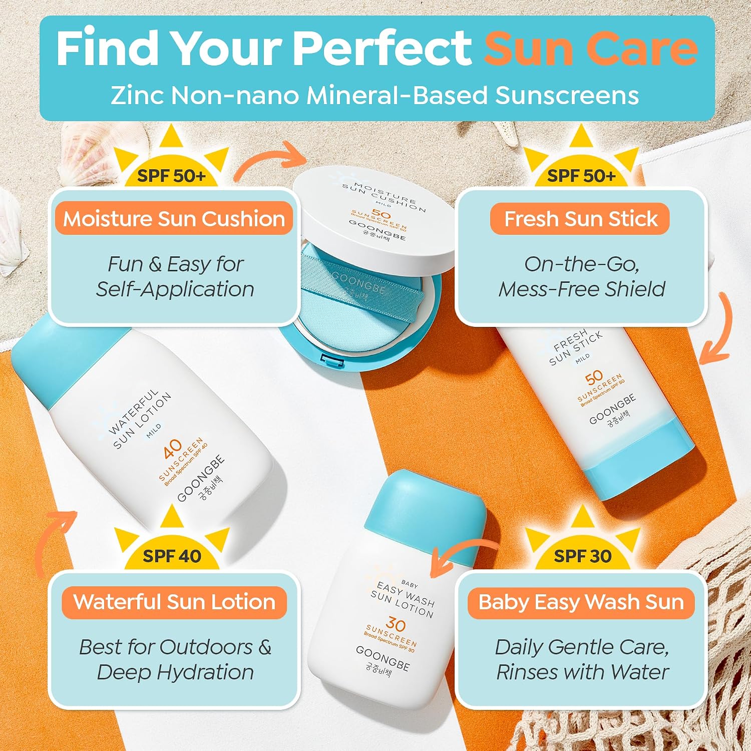 Thumbnail 6 de GOONGBE Moisture Sun Cushion Mild SPF 50 — Mineral Zinc Oxide Sunscreen (0.81oz) in Travel-Friendly Cushion