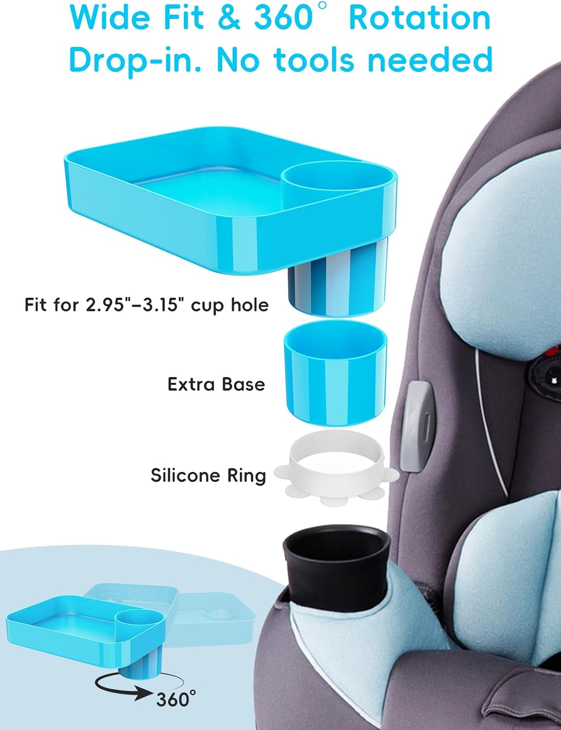 Detalle 1 de BBSDA car seat snack tray, 9.06 x 6.5 inches