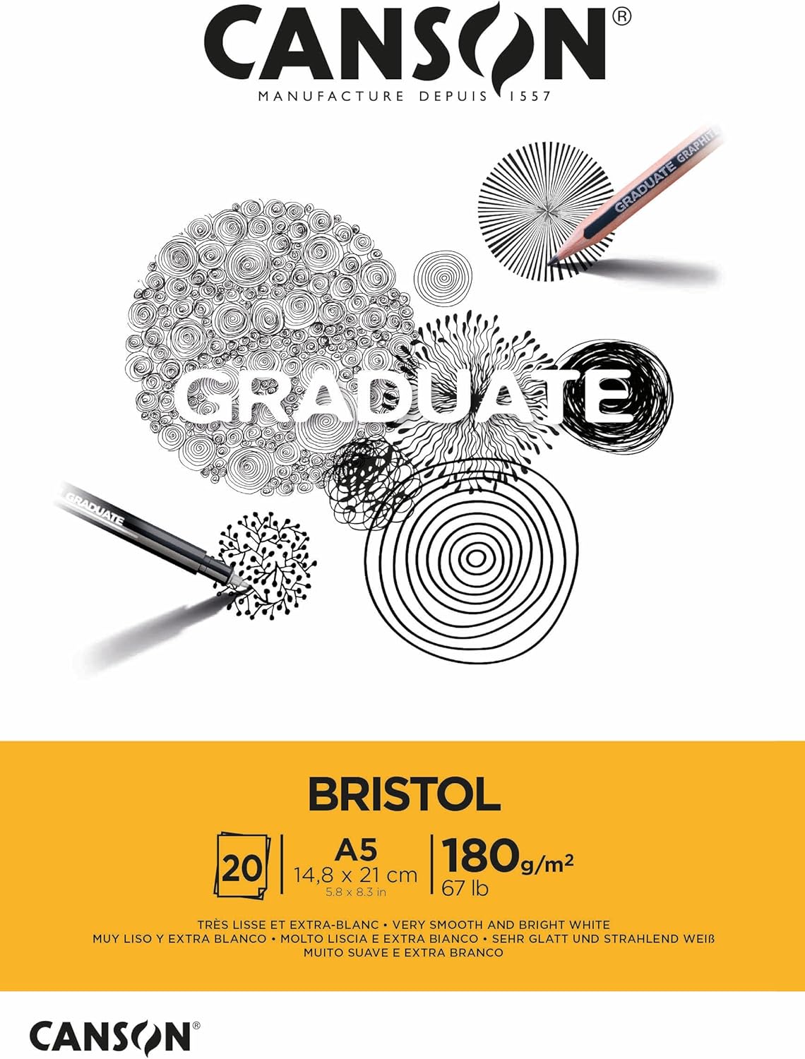 Thumbnail 4 de CANSON Graduate Bristol Bloc A3 20 feuillets – papier extra-blanc 180 g/m², 100 % acide-free
