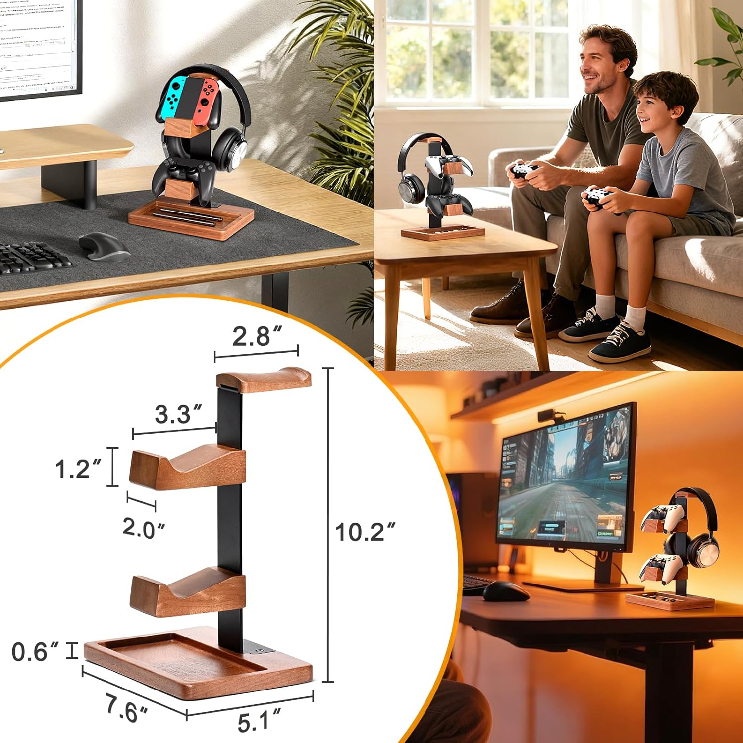 Thumbnail 6 de HUMANCOZY Solid Wood Controller Holder