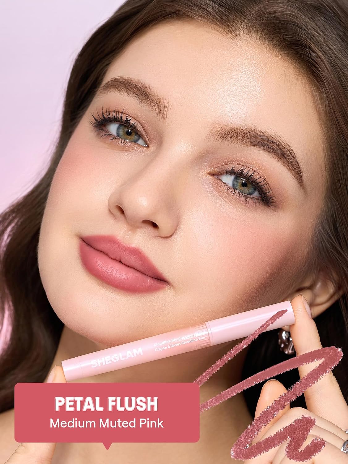 Thumbnail 1 de SHEGLAM Cloudline Blur Lip Liner Long Lasting, Vegan & Cruelty-Free Lip Stain - Petal Flush