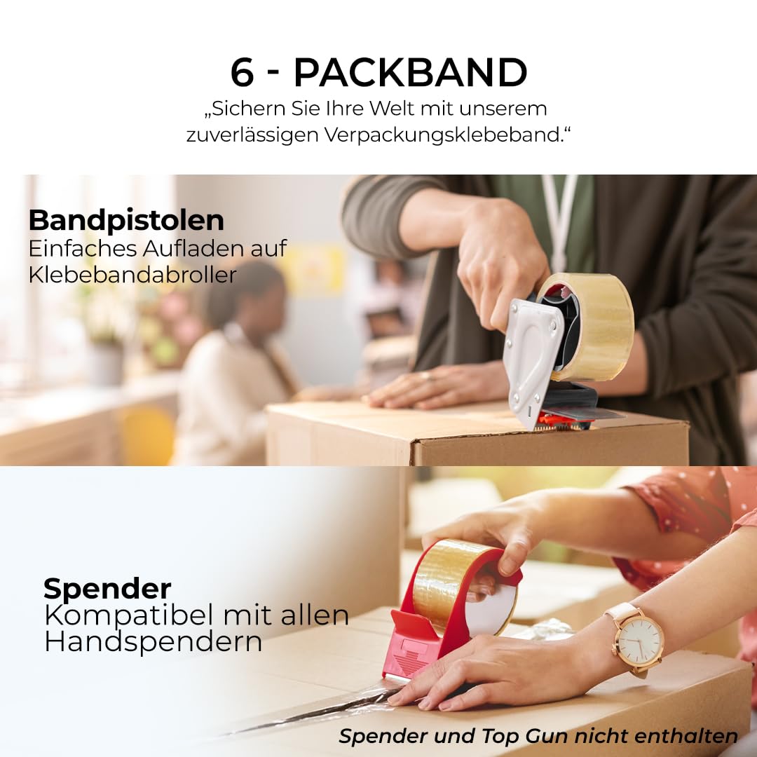 Thumbnail 4 de Stick Well 6er-Pack Verpackungs-Klebeband 48 mm x 66 m (transparent, geräuscharm, stark klebend)