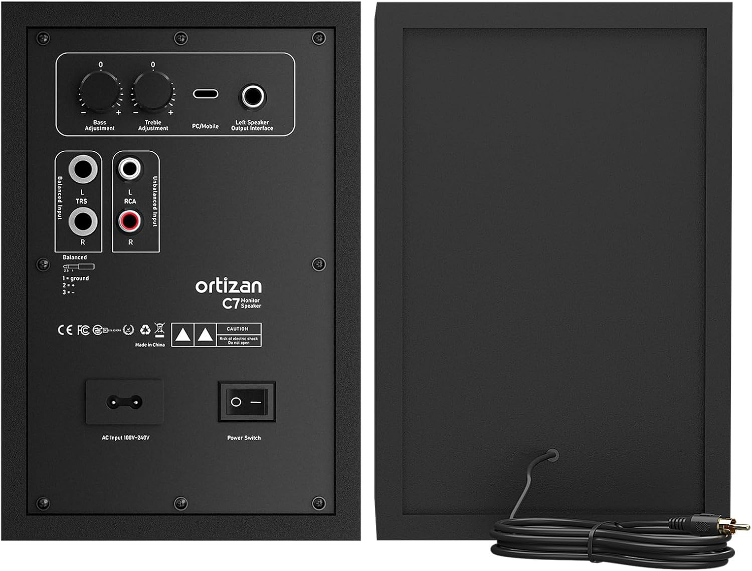 Detalle 2 de Ortizan C7 Powered Studio Monitors, Bluetooth 5.3, 3.5-Inch Woofer