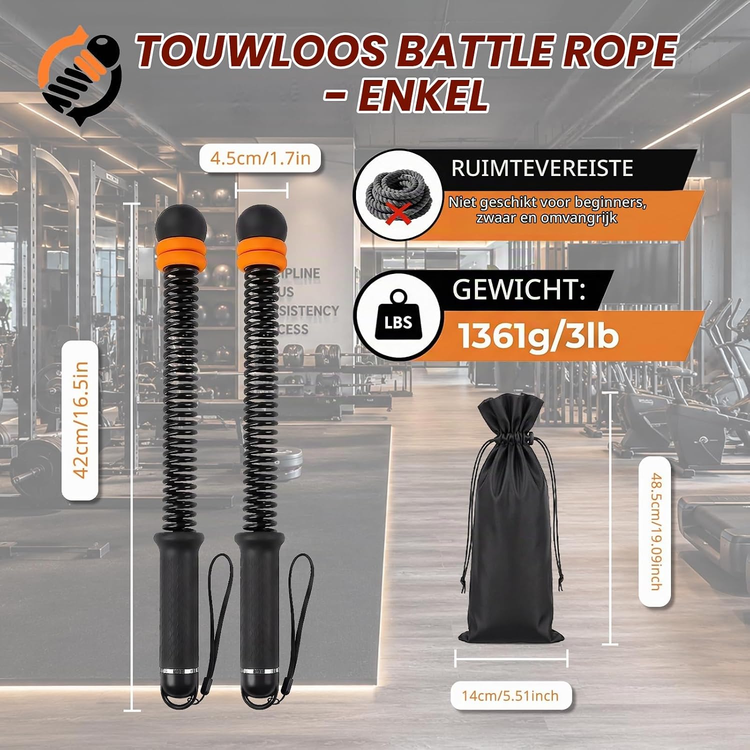 Detalle 2 de Luxoraiova touwloze battle rope, verstelbare weerstand, 43 cm, 1,3 kg