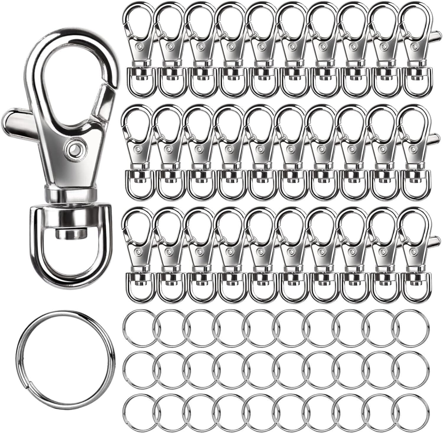 Detalle de LEOBRO 60 Keychain Making Kit, 60-Piece Silver Zinc Alloy Set