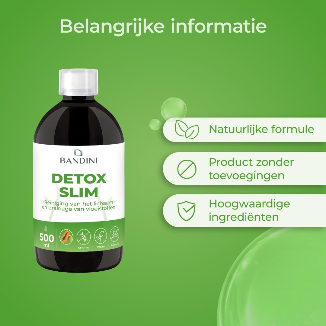 Detalle 2 de BANDINI DETOX SLIM vloeibaar supplement met 7 plantenextracten, 500 ml