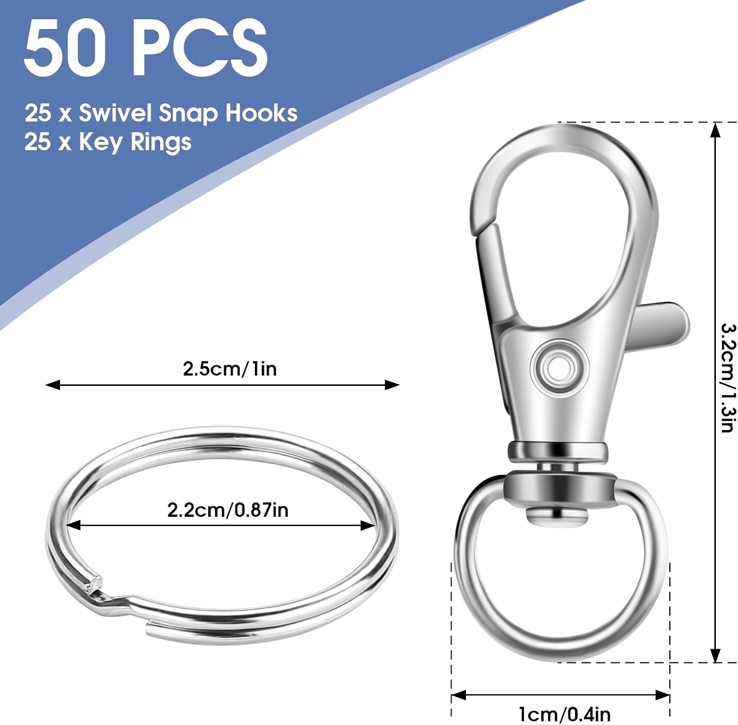 Detalle 2 de HnoaTovy Keychain Clips, 25 Sets