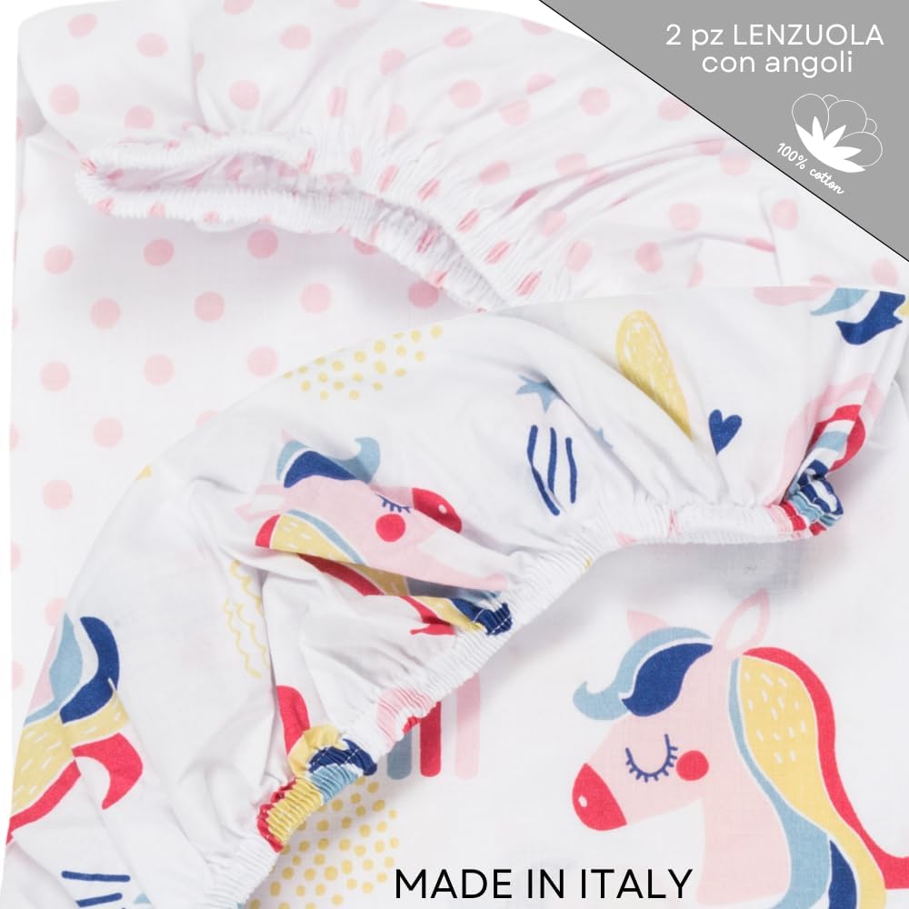 Thumbnail 3 de FlyIdeas Set 2 lenzuola con angoli per culla 90x50 cm in cotone traspirante