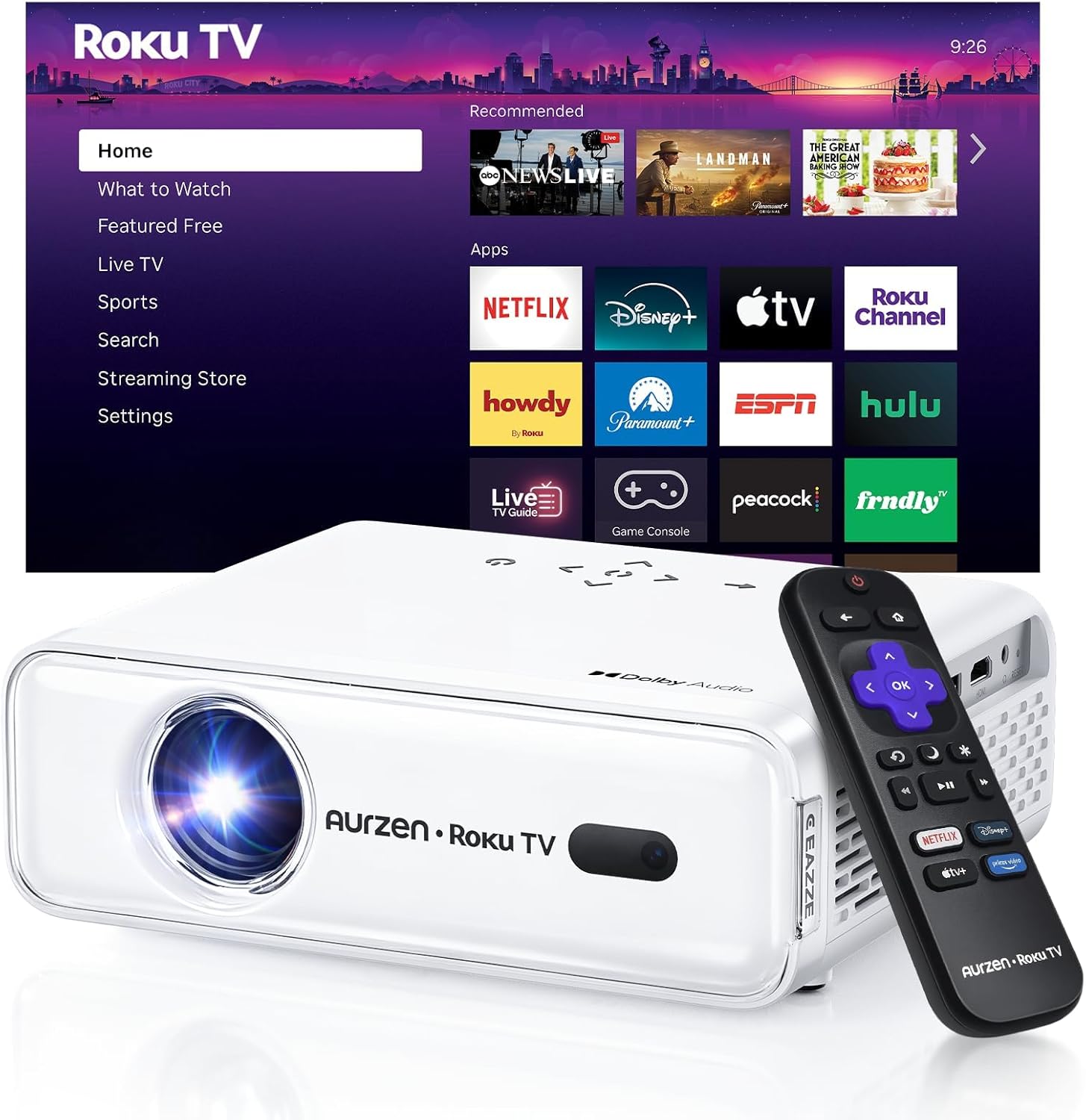 Detalle de Aurzen Roku TV Smart Projector 1080P