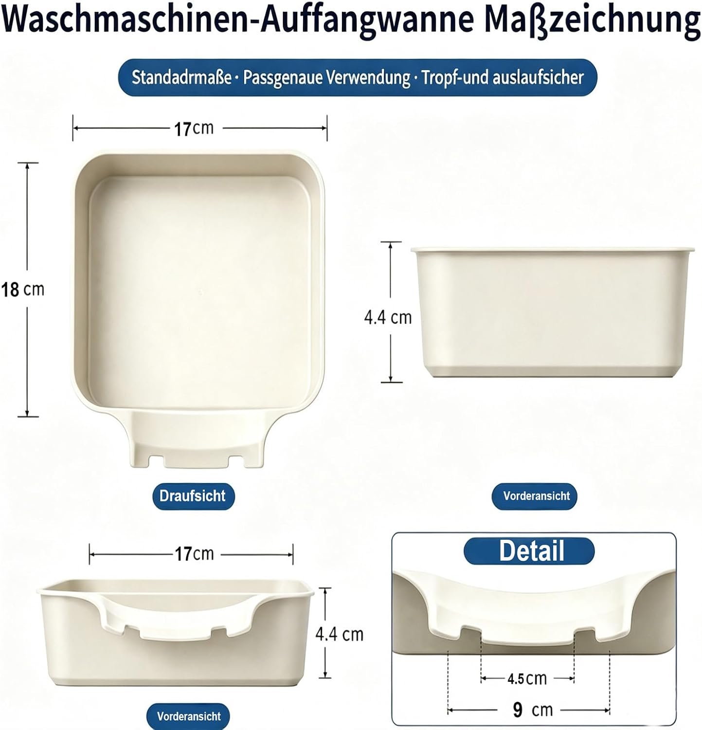 Thumbnail 6 de FLYGRRIV Auffangschale für Waschmaschinen – universell passende Auffangwanne aus PP