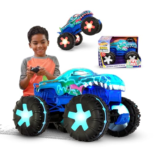 Detalle de Hot Wheels Monster Trucks Mega-Wrex Alive RC – 1:15 Scale with Interactive Lights, Sounds and Three Play Modes