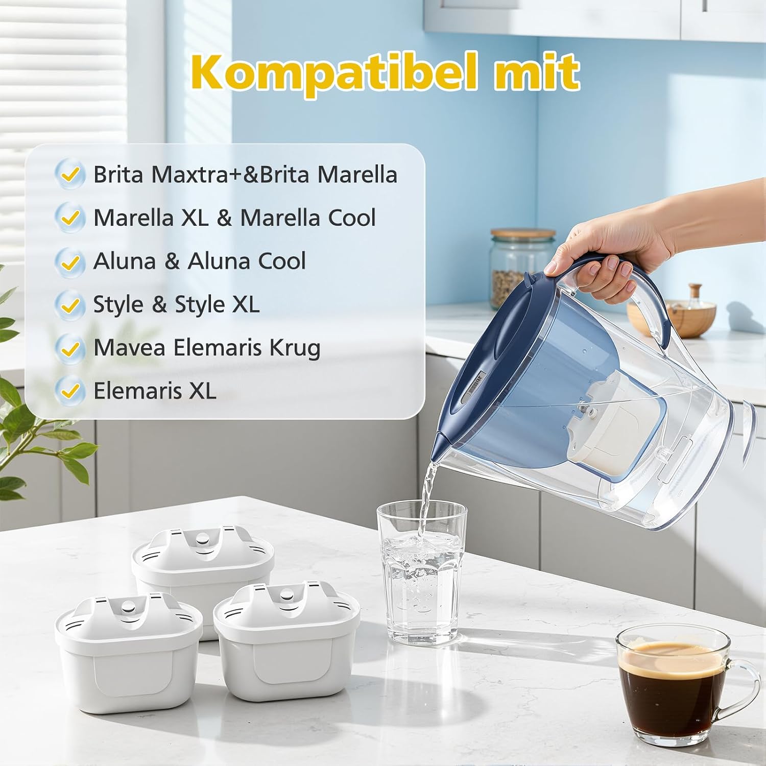 Detalle 2 de VILLAPOOL 12er Pack Wasserfilterkartuschen – kompatibel mit Brita Maxtra+/Marella/Style & Co.
