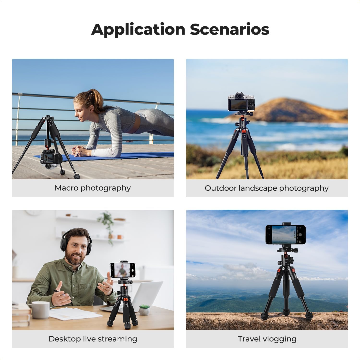 Thumbnail 6 de K&F CONCEPT 21.6'' Compact Small Camera Tripod (S225A0+BH-25) with 360° Ball Head