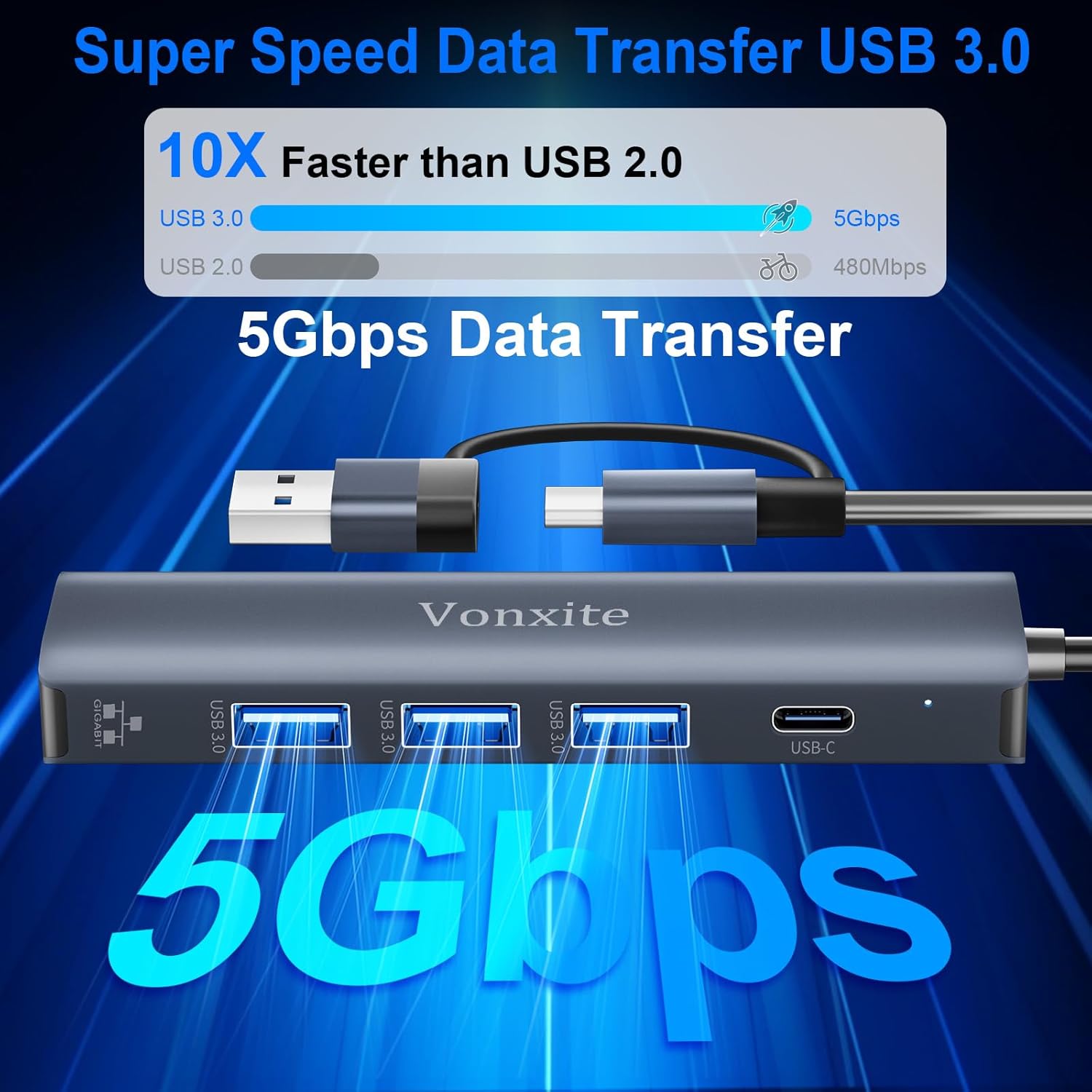 Detalle 2 de Vonxite USB C auf Ethernet Adapter 1000Mbps