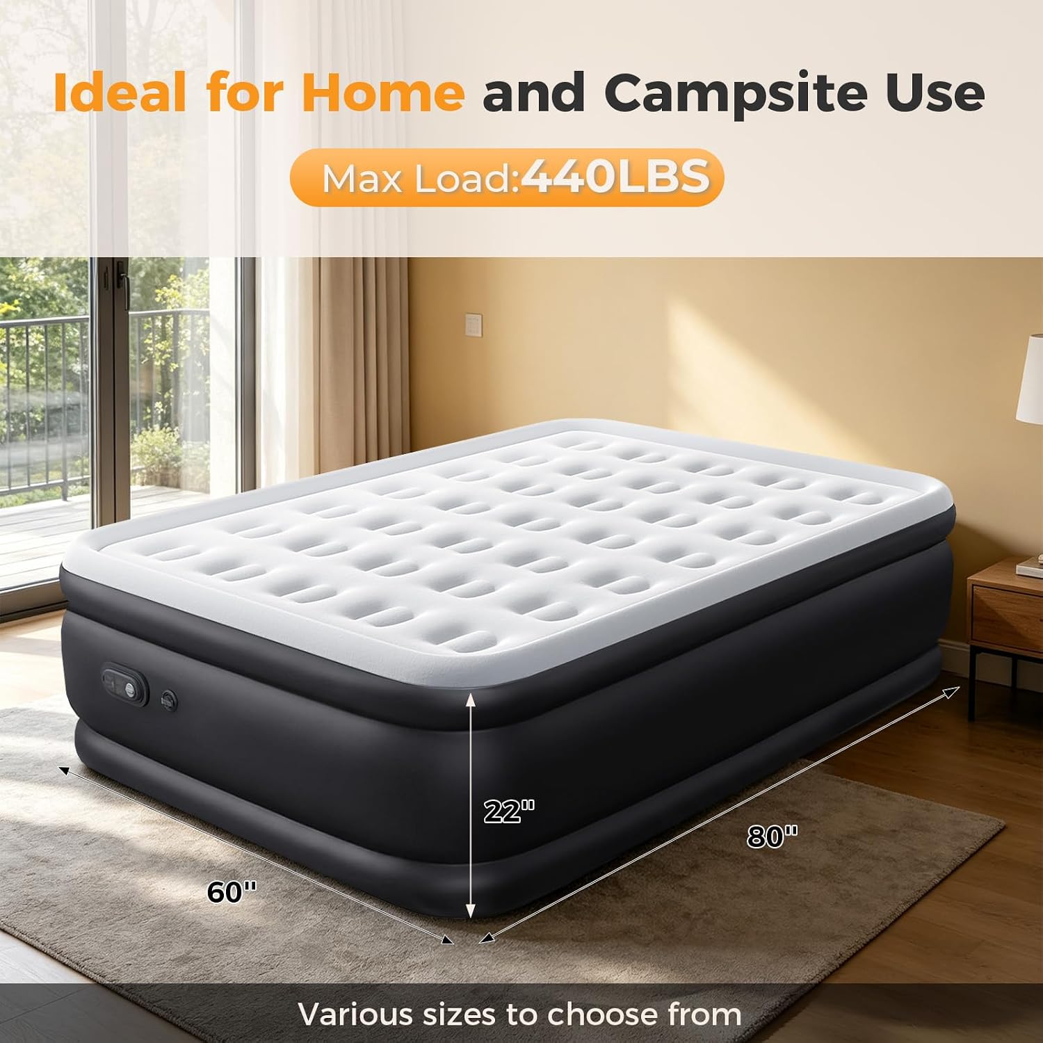 Detalle 2 de NEWBULIG 72NEW-QDC-18T Twin Air Mattress, 18-Inch Raised with Built-In Pump