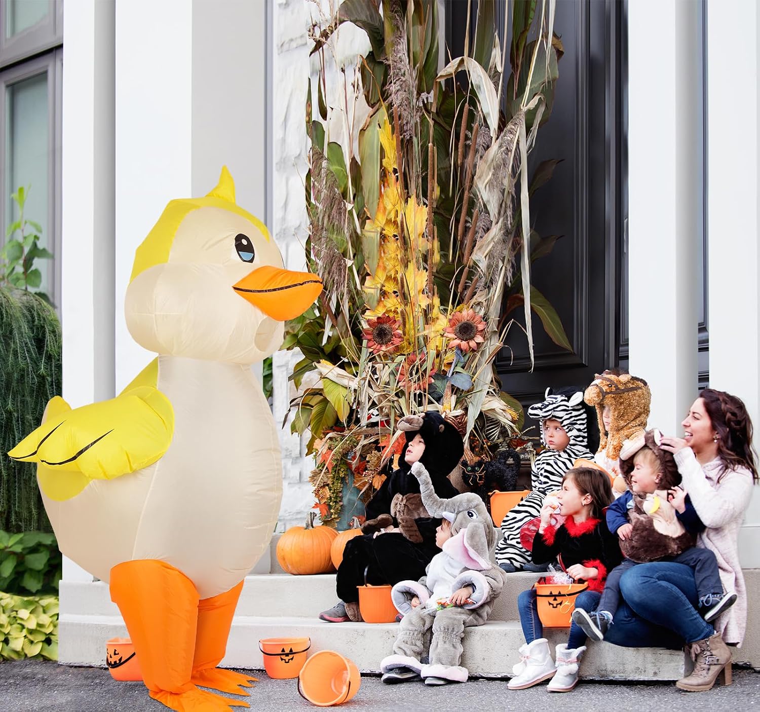 Detalle de M MH ZONE Inflatable Duck Costume for Adults and Kids, Bright Yellow with Fan
