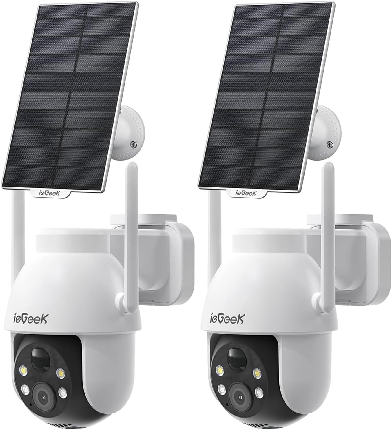 Detalle de ieGeek 2Pcs 2K/3MP Außenüberwachungskamera mit Solarbetrieb – 360° PTZ, PIR, 2 Wege Audio, IP65, kabellos