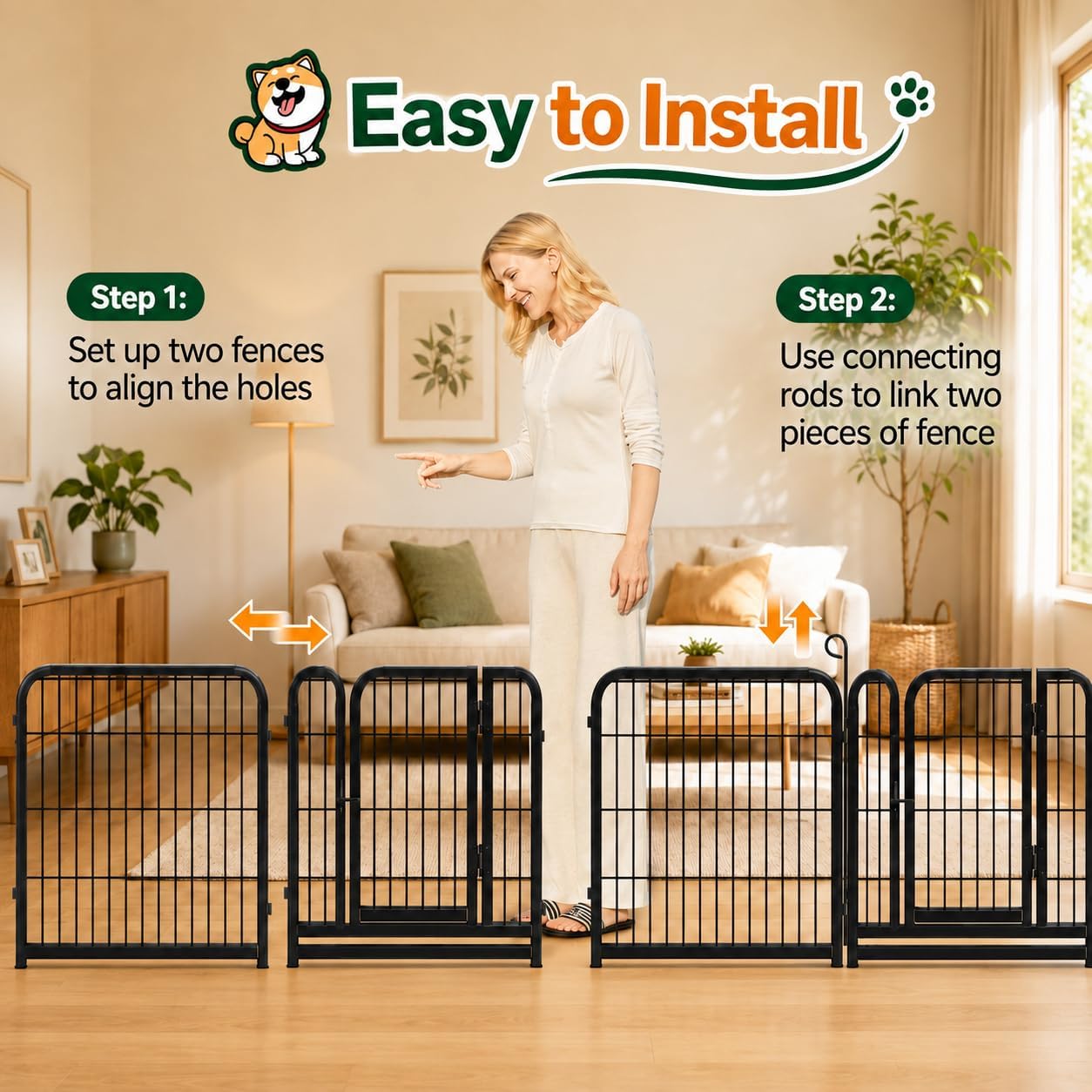 Detalle de Yaheetech dog playpen 12-panel
