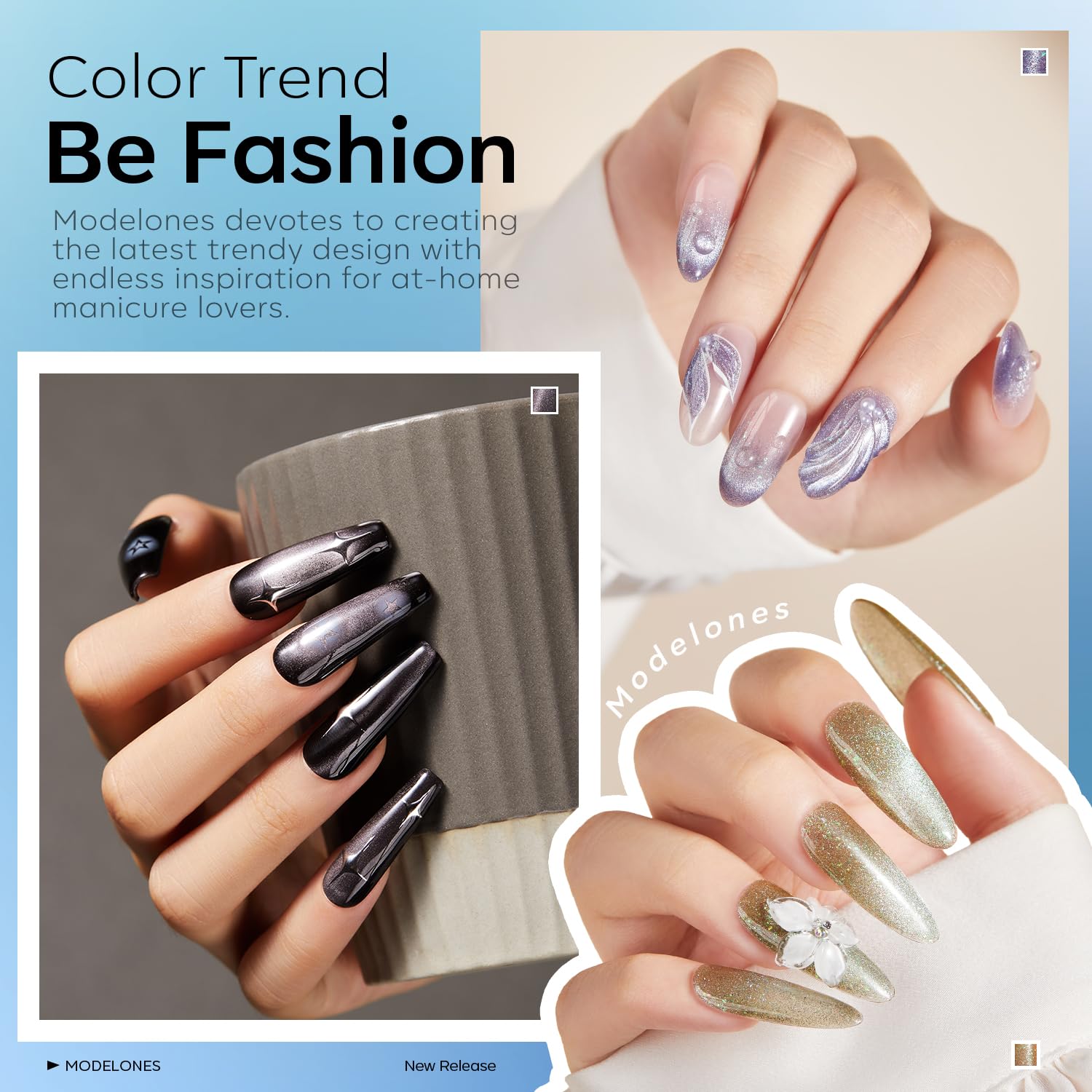 Detalle de Modelones Cat Eye Gel Nail Polish Set, 6 Colors
