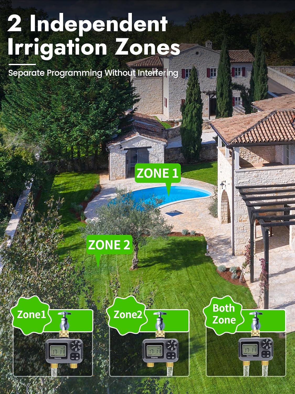 Detalle 2 de Insoma 2 Outlets Sprinkler Timer with Brass Inlet & Outlet
