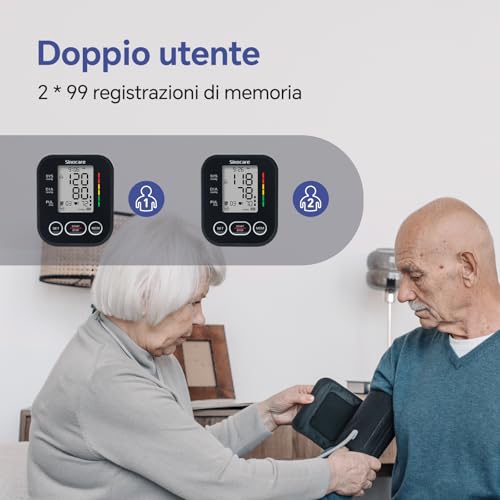 Detalle 2 de Sinocare Misuratore di Pressione da Braccio (22-42 cm) con Indicatore di Rischio e Memoria Doppia