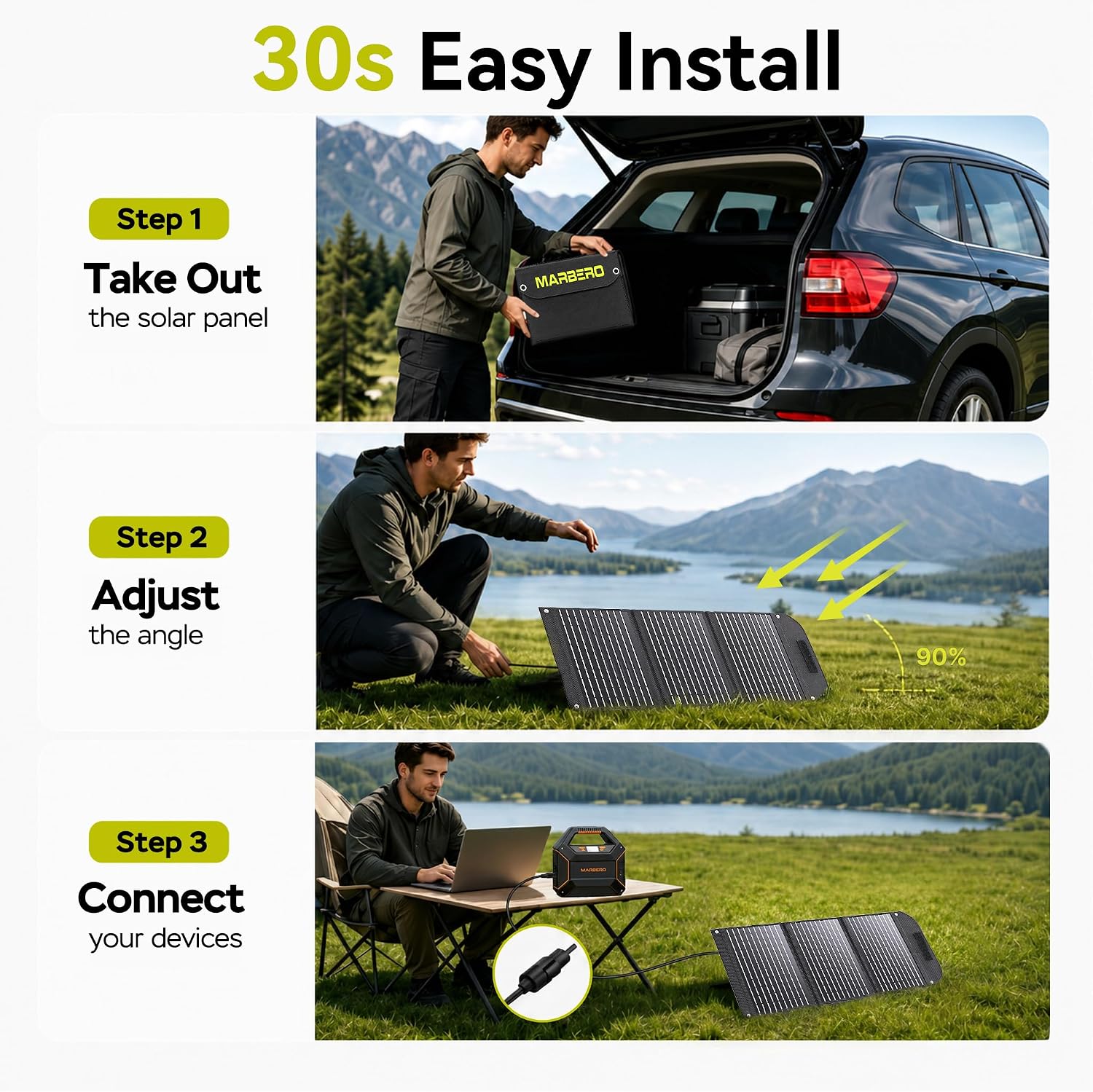 Detalle de MARBERO 30W Portable Solar Panel Charger