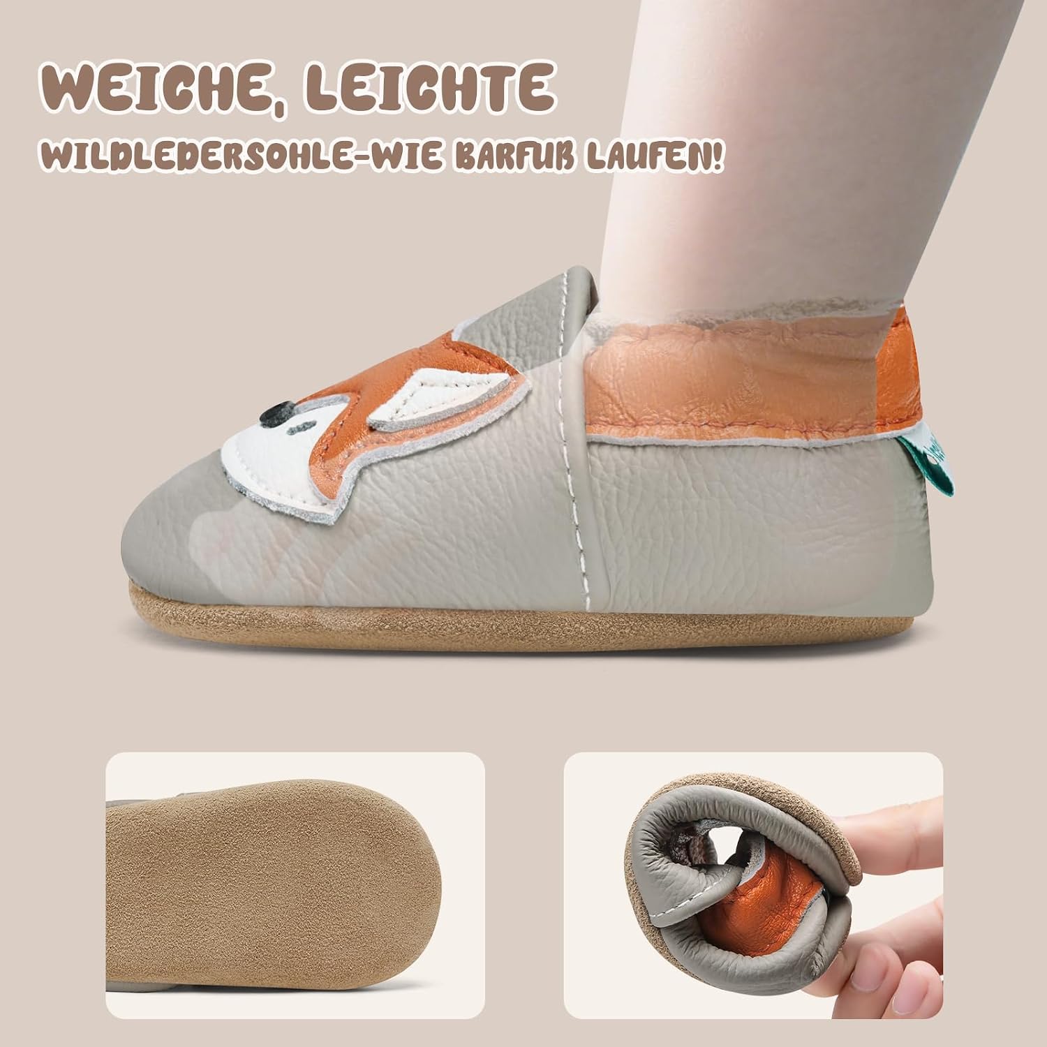 Thumbnail 3 de IceUnicorn chaussons bébé en cuir pour premiers pas