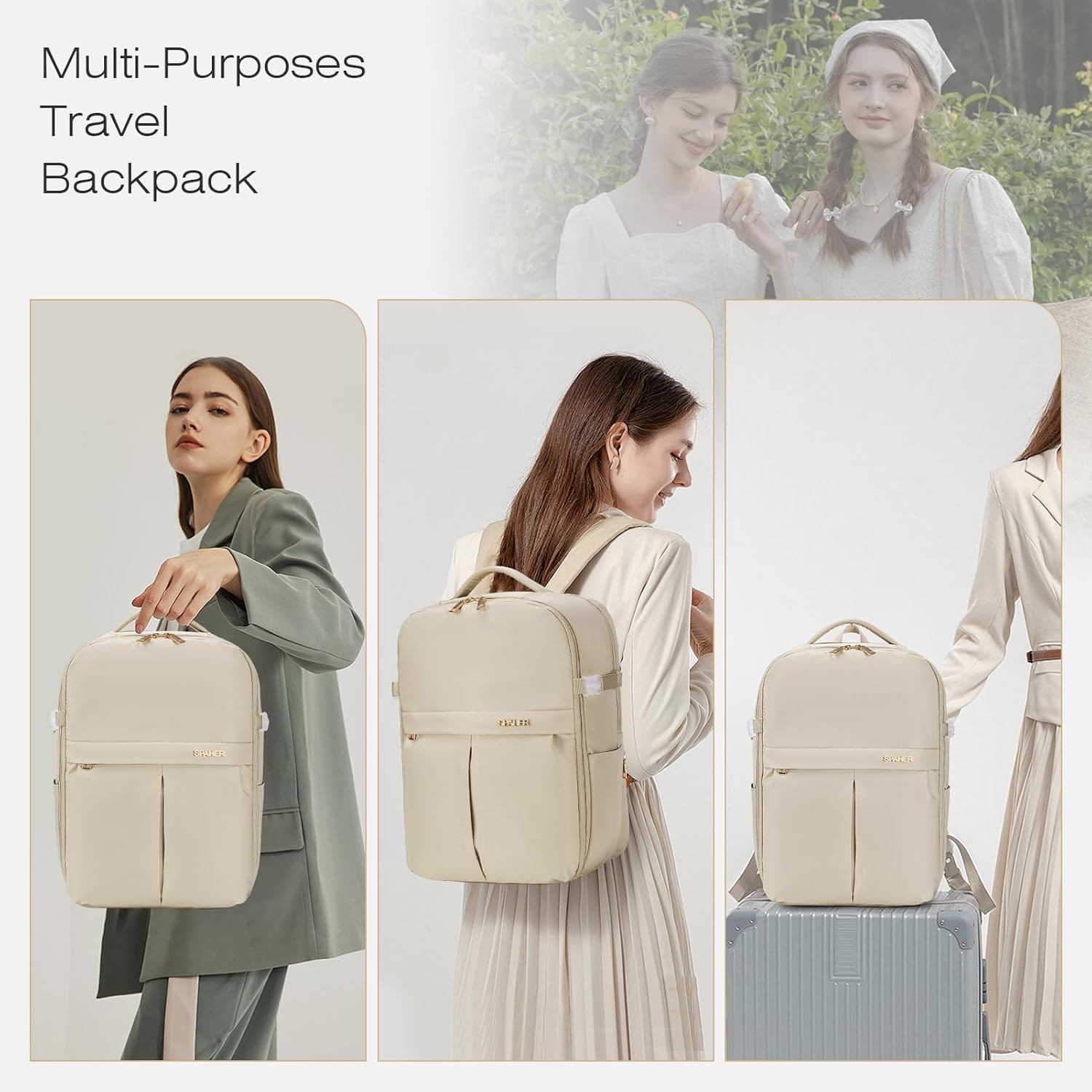 Thumbnail 1 de SPAHER Cabin Bag 40x30x20 Underseat Laptop Backpack (Up to 15.6 Inch) – Beige
