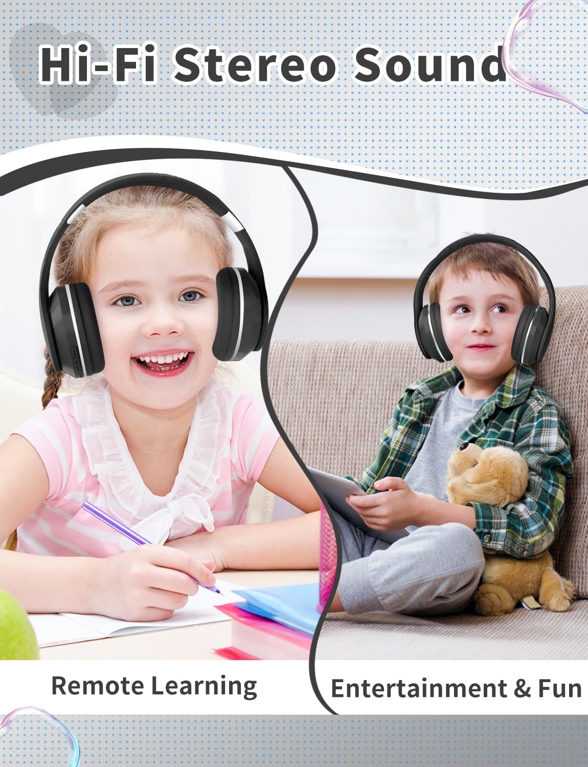 Thumbnail 4 de Xunpuls Cuffie wireless over-ear per bambini – Bluetooth 5.1, 10 ore, pieghevoli