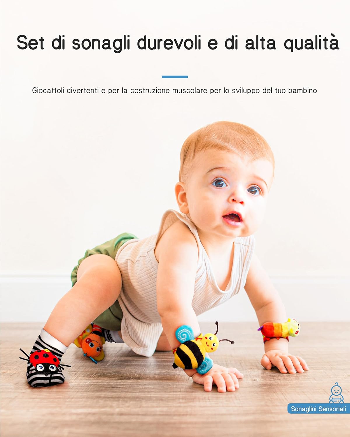 Detalle de Infinno Giochi Neonato Calzini Sonaglio Sensoriali: stimola esplorazione e udito dei piccoli