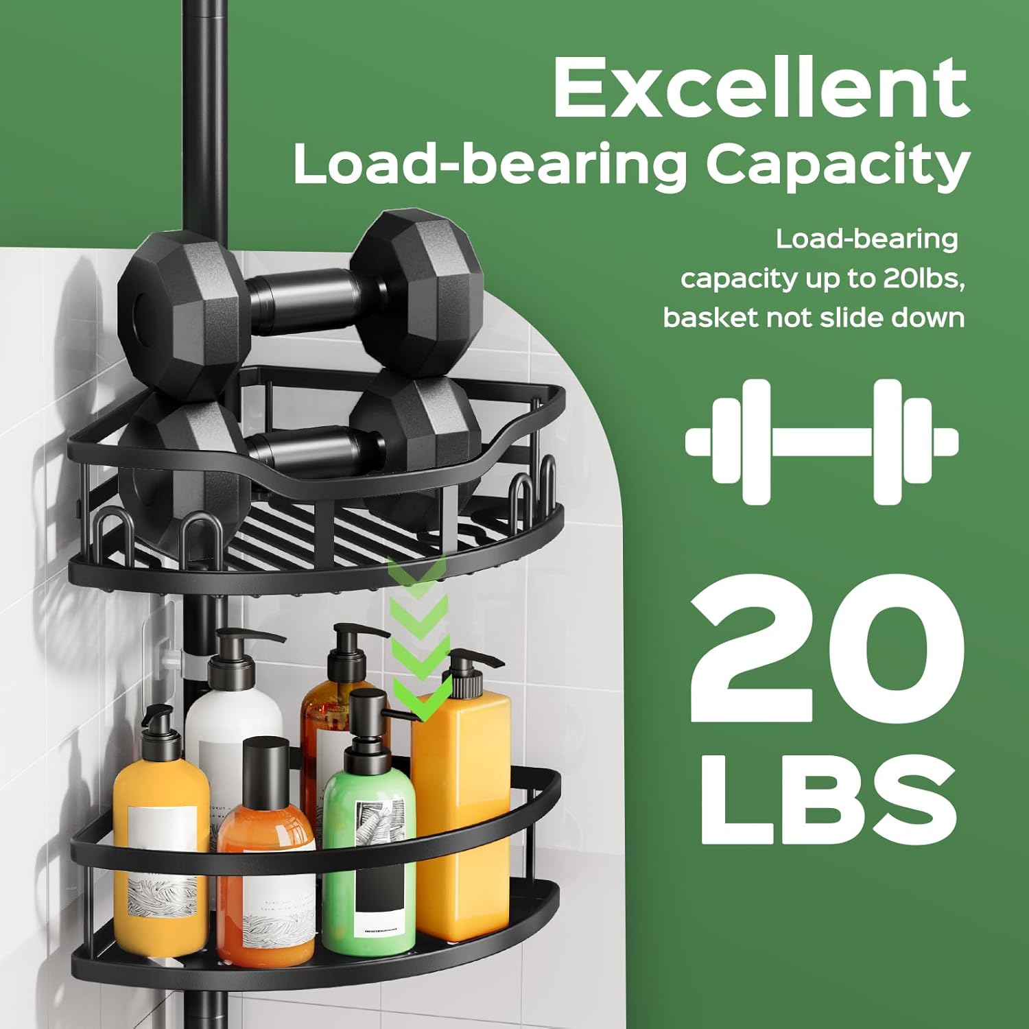 Thumbnail 3 de HAMITOR Shower Caddy Tension Pole 47–121"