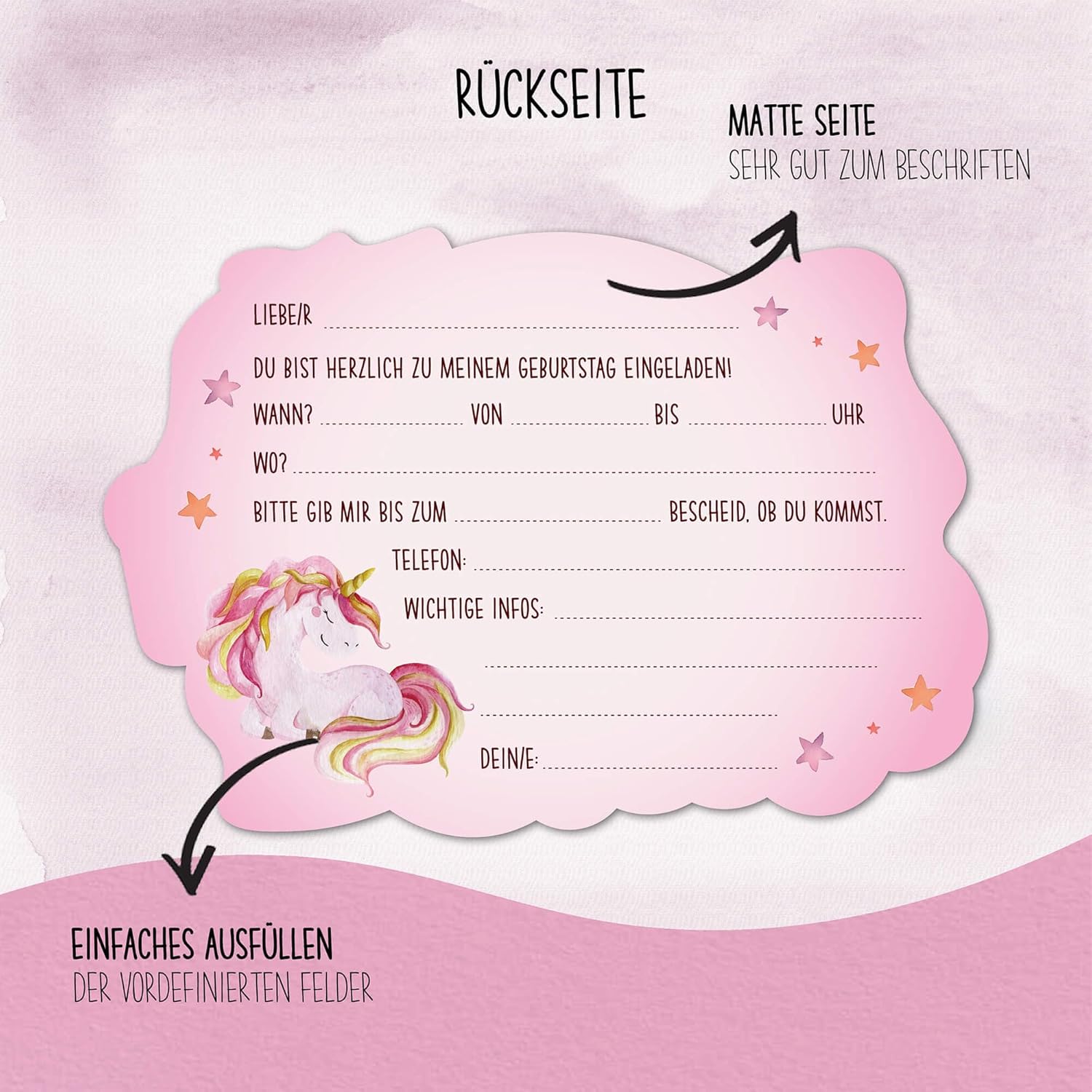 Thumbnail 3 de BIROYAL 12 Einladungskarten Einhorn 🎉