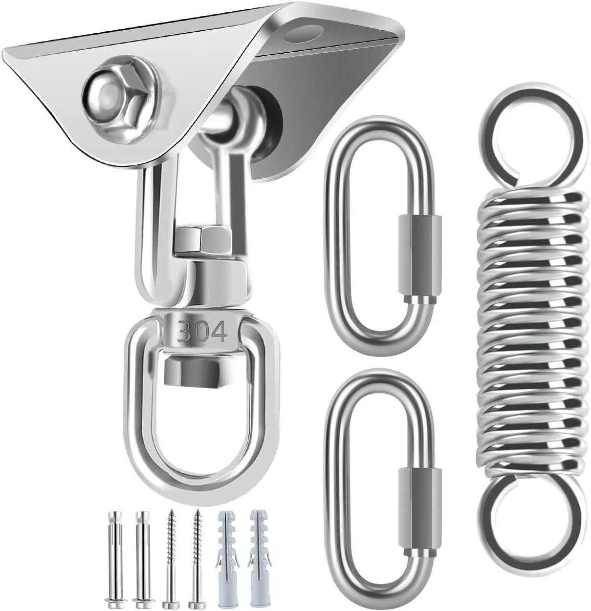Deckenhaken Hängesessel Schwingfeder 450KG – 360° Drehbar aus Edelstahl