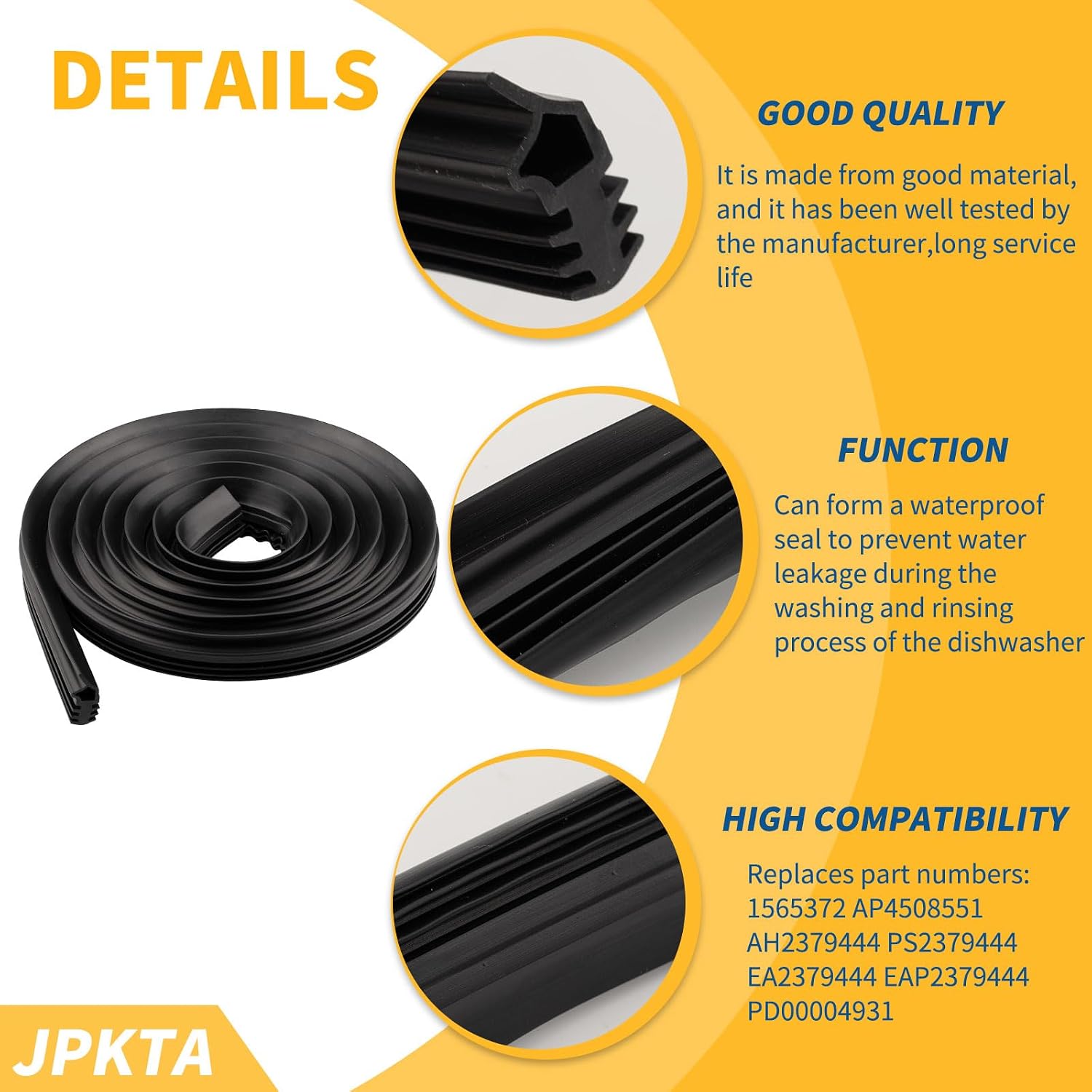 Detalle de JPKTA J-5304475599 Dishwasher Door Gasket Seal Replacement Part