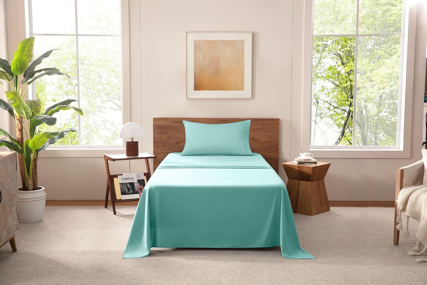 Detalle de MISSQ Twin XL Cooling 4-Piece Sheet Set, 16" ๐