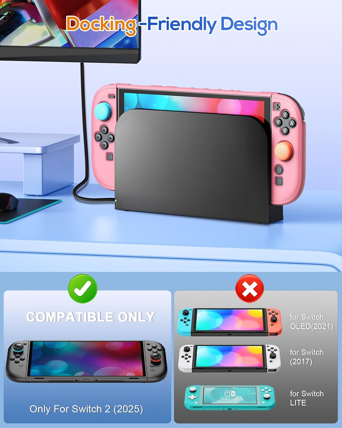 Detalle de FYOUNG Dockable Schutzhülle für Nintendo Switch 2 – abnehmbares Hartschalen-Set mit Joy-Con-Schutz