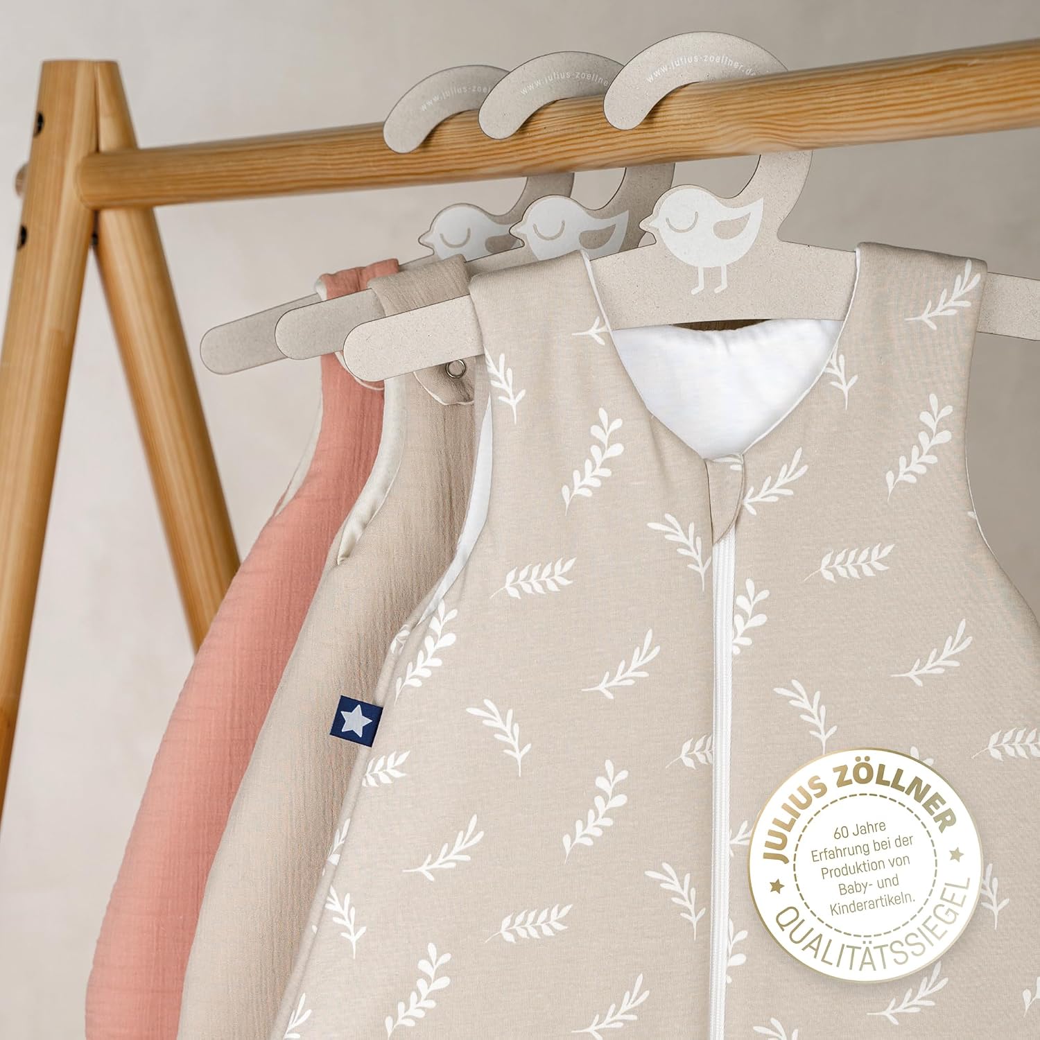 Detalle de Julius Zöllner Baby Sommerschlafsack aus 100% Jersey Baumwolle, Größe 56 – OEKO-TEX Standard 100, Twiggy