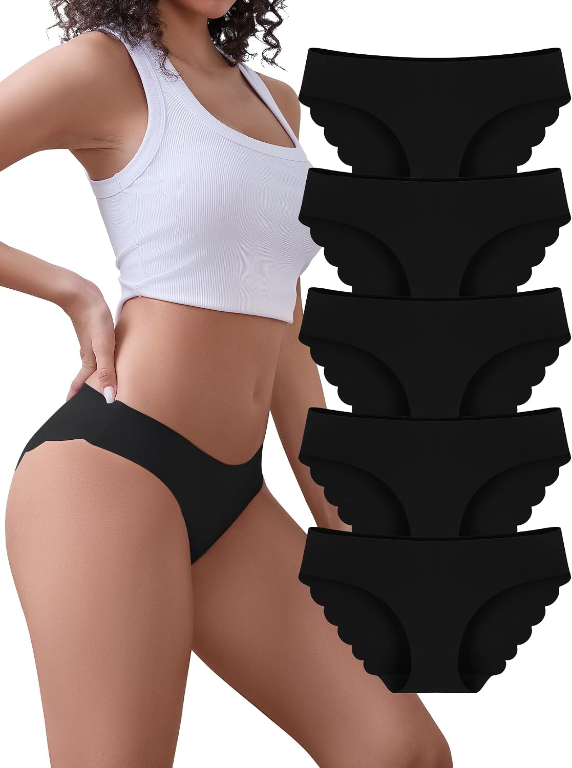 Detalle de VOENXE bezszwowe majtki damskie, 5-pak, niski stan, fason bikini