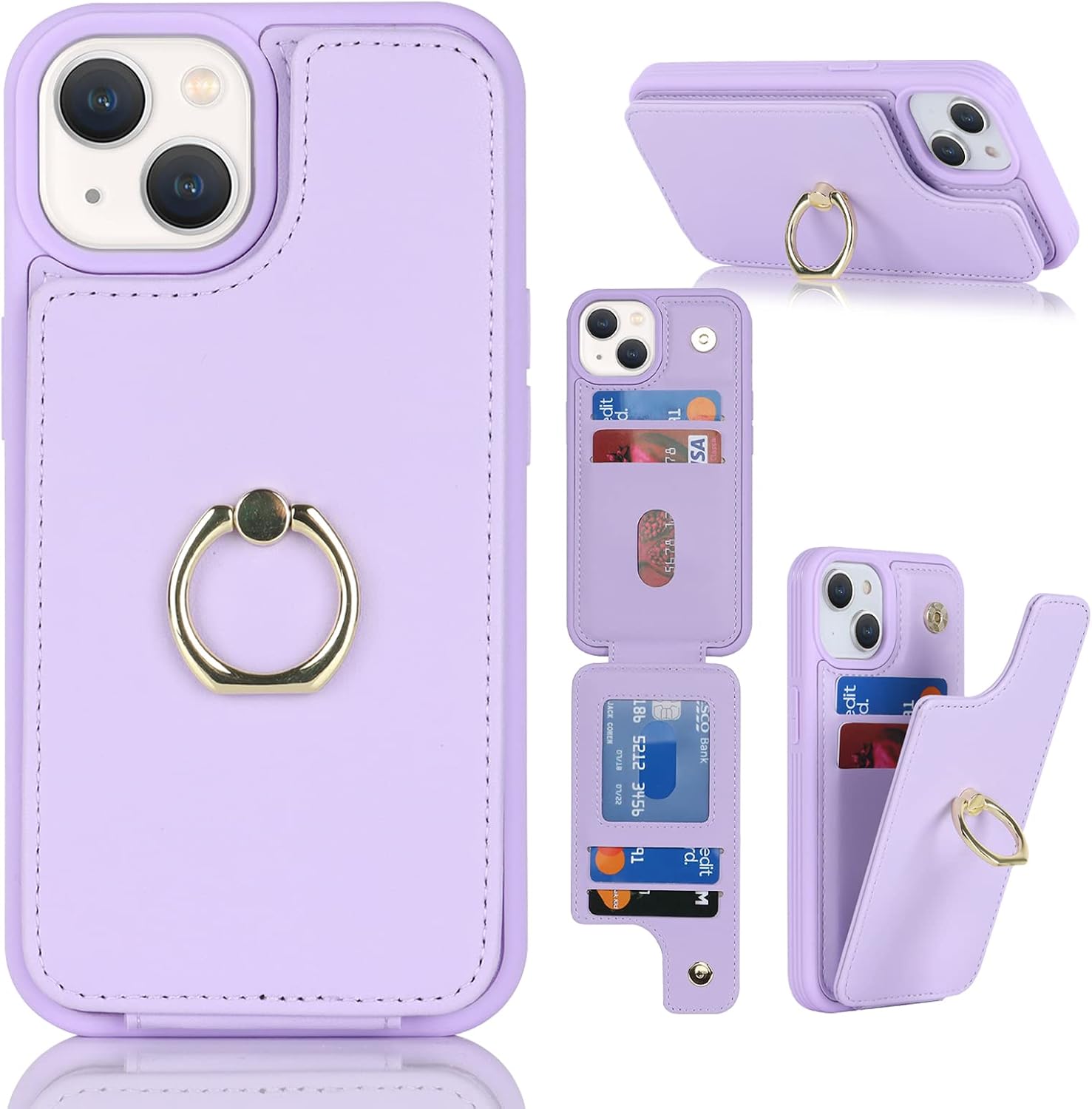 Detalle de Lipvina iPhone 11 Pro Wallet Case with 4 Card Slots and Ring Stand