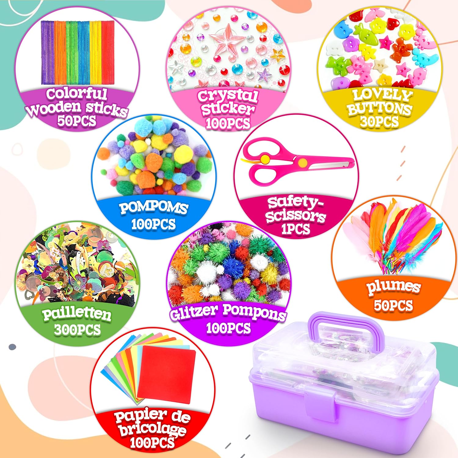 Thumbnail 1 de obqo 3000+ pcs Art and Craft Box for Kids (Purple) – all-in-one creative set